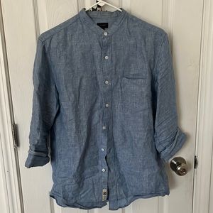 J.CREW Baird McNutt Irish linen band-collar shirt - Small